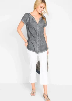 Kurzarmbluse aus reiner Baumwolle