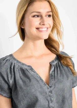 Kurzarmbluse aus reiner Baumwolle