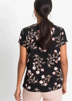 Kurzarmbluse aus reiner Viskose