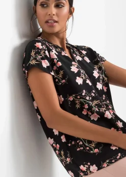 Kurzarmbluse aus reiner Viskose