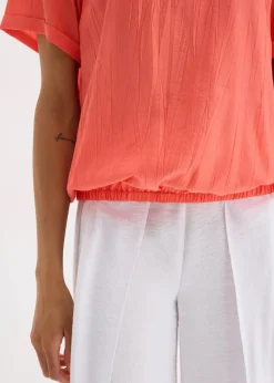 Kurzarmbluse aus softem Viskose-Mix