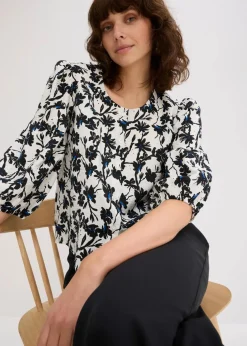 Kurzarmbluse aus strukturiertem Material