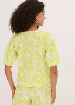 Kurzarmbluse in Leinenoptik