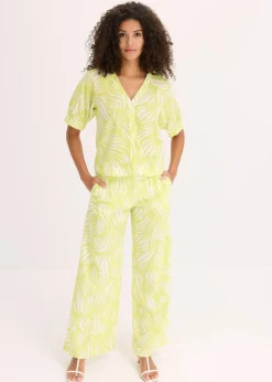 Kurzarmbluse in Leinenoptik