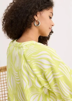 Kurzarmbluse in Leinenoptik