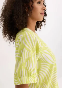 Kurzarmbluse in Leinenoptik