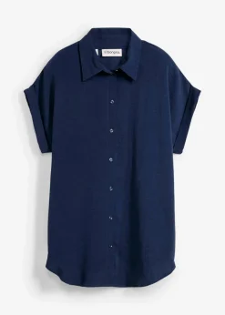 Kurzarmbluse mit recyceltem Polyester