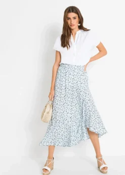 Kurzarmbluse mit verdeckter Knopfleiste