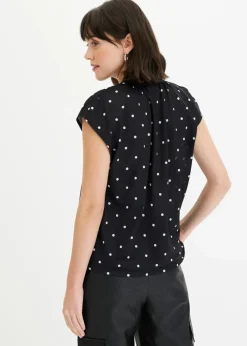 Kurzarmshirt mit Henley-Ausschnitt aus Viskosemix