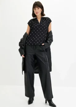 Kurzarmshirt mit Henley-Ausschnitt aus Viskosemix