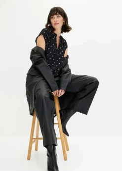 Kurzarmshirt mit Henley-Ausschnitt aus Viskosemix