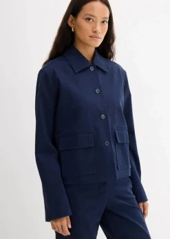 Kurze Übergangsjacke aus elastischem Bio-Baumwoll-Mix