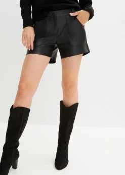 Kurze Lederimitat-Shorts