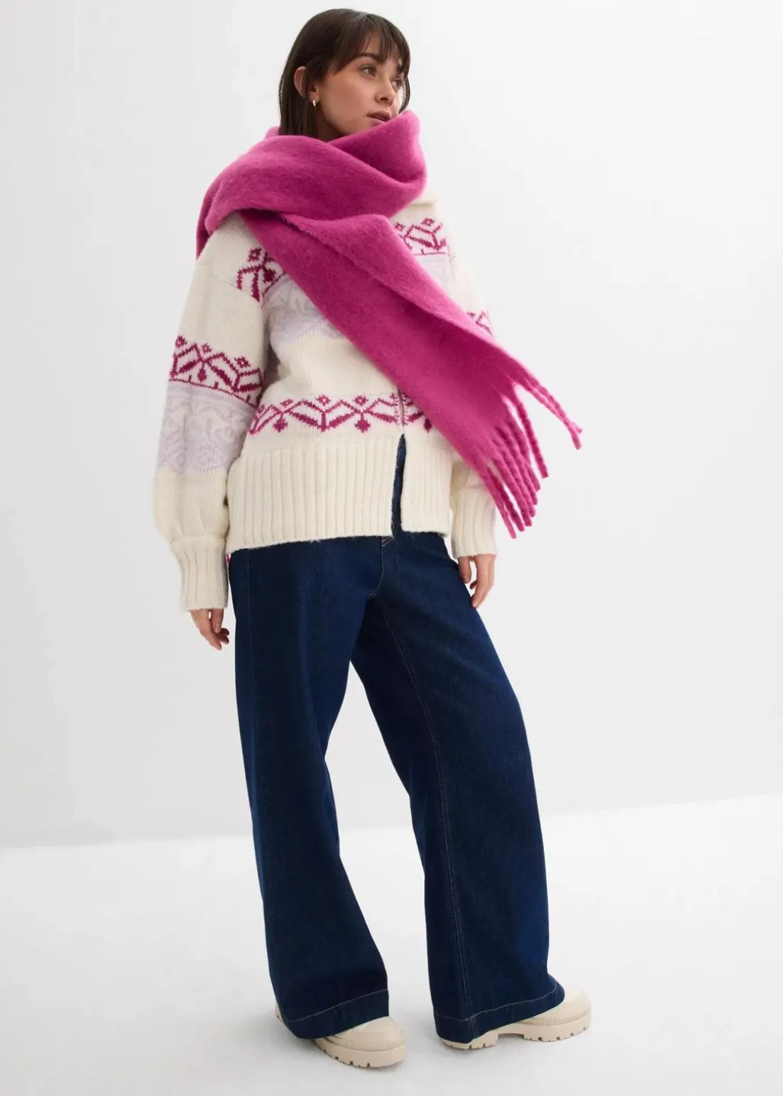 Kurze Norweger-Strickjacke