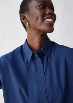 Kurze Oversize Bluse mit Seidenanteil