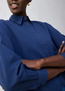 Kurze Oversize Bluse mit Seidenanteil