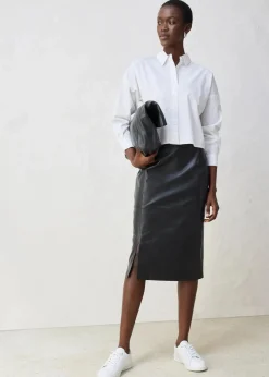 Kurze Oversize Bluse mit Seidenanteil