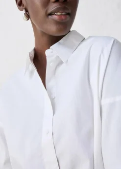 Kurze Oversize Bluse mit Seidenanteil