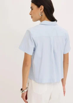 Kurze Popeline - Kurzarmbluse aus Baumwolle