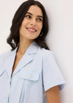 Kurze Popeline - Kurzarmbluse aus Baumwolle