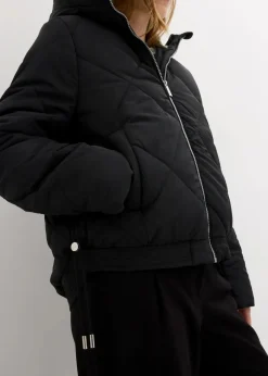 Kurze Steppjacke mit Futter in Kontrastfarbe