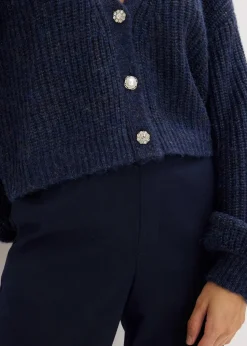 Kurze Strickjacke mit Glitzergarn und Wollanteil