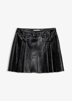 Kurzer Lederimitat-Rock mit Kellerfalten