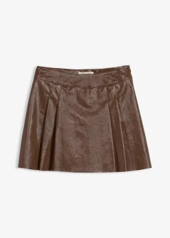 Kurzer Lederimitat-Rock mit Kellerfalten