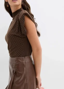 Kurzer Lederimitat-Rock mit Kellerfalten