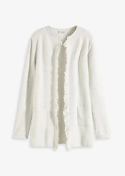 Kurzer Strickmantel mit Pailetten und Glanzgarn