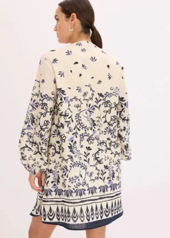 Kurzes Boho-Kleid im Leinen-Look