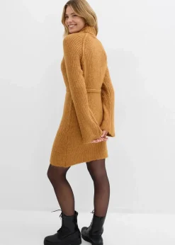 Kurzes Ripp-Strickkleid mit Rollkragen