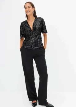 Kurzes Shirt mit Pailletten