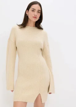 Kurzes Strickkleid mit Wollanteil