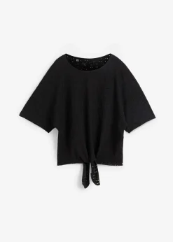 Kurzshirt mit Lochstickerei