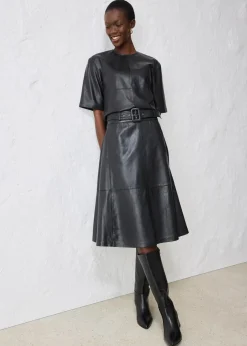 Lammnappa-Lederrock mit Gürtel (2-tlg.-Set)