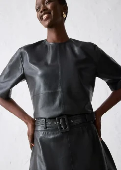 Lammnappa-Lederrock mit Gürtel (2-tlg.-Set)