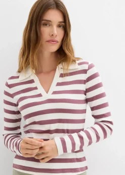 Langarm-Poloshirt aus Rippe