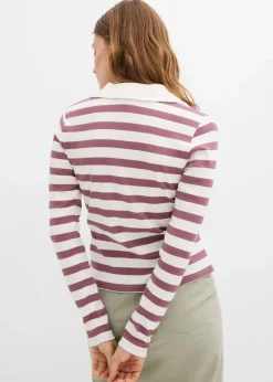 Langarm-Poloshirt aus Rippe