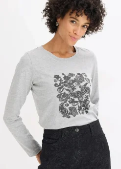 Langarmshirt aus Bio-Baumwolle mit dekorativem Print