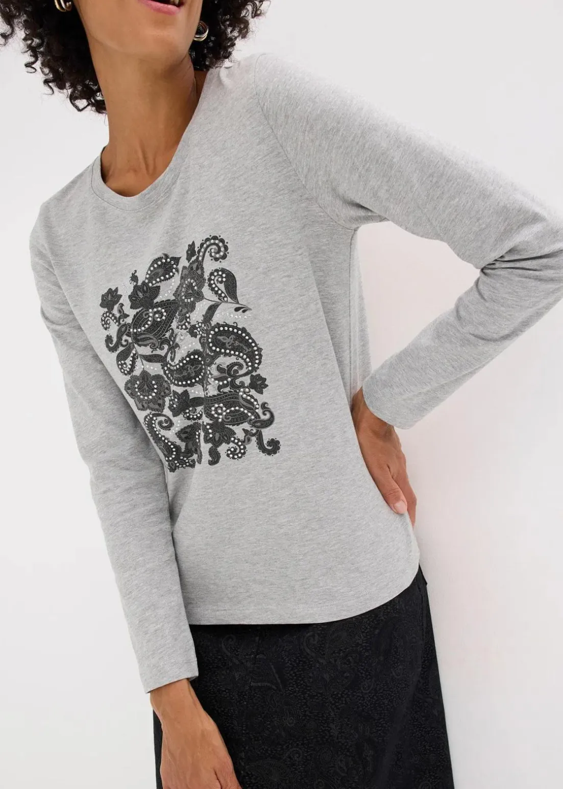 Langarmshirt aus Bio-Baumwolle mit dekorativem Print