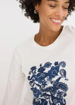 Langarmshirt aus Bio-Baumwolle mit dekorativem Print