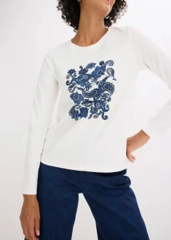 Langarmshirt aus Bio-Baumwolle mit dekorativem Print