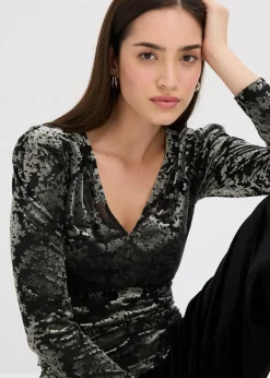 Langarmshirt aus Dévoré-Samt