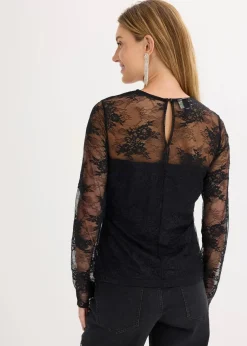 Langarmshirt aus feiner Spitze