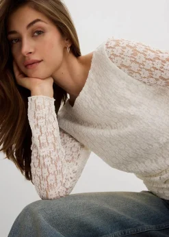 Langarmshirt aus Spitze