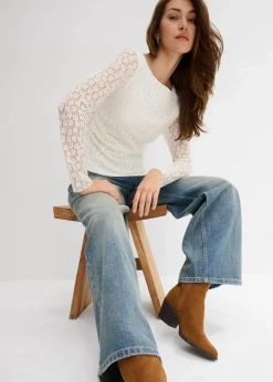 Langarmshirt aus Spitze