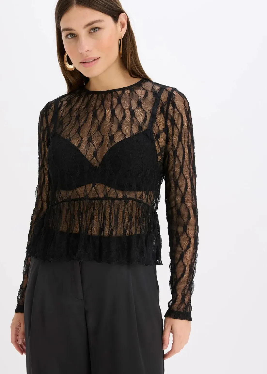 Langarmshirt aus Spitze