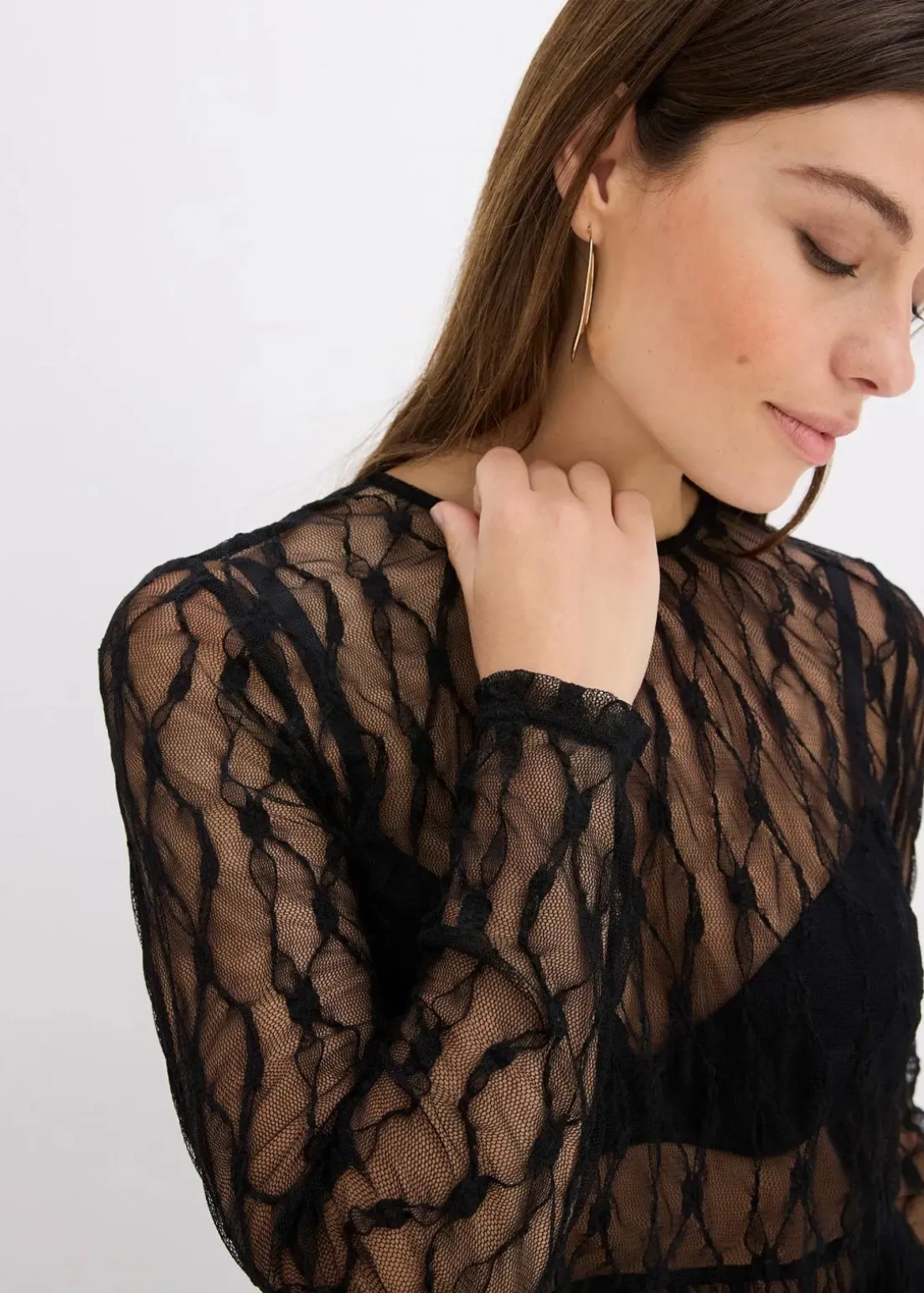 Langarmshirt aus Spitze