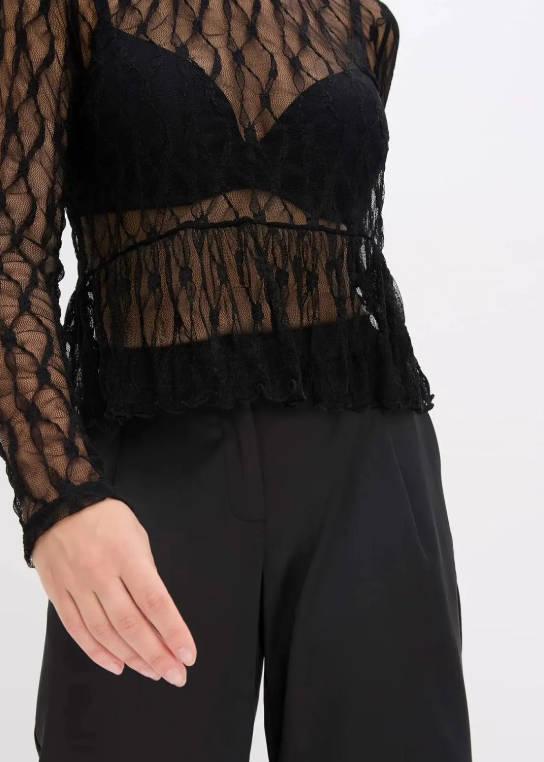 Langarmshirt aus Spitze